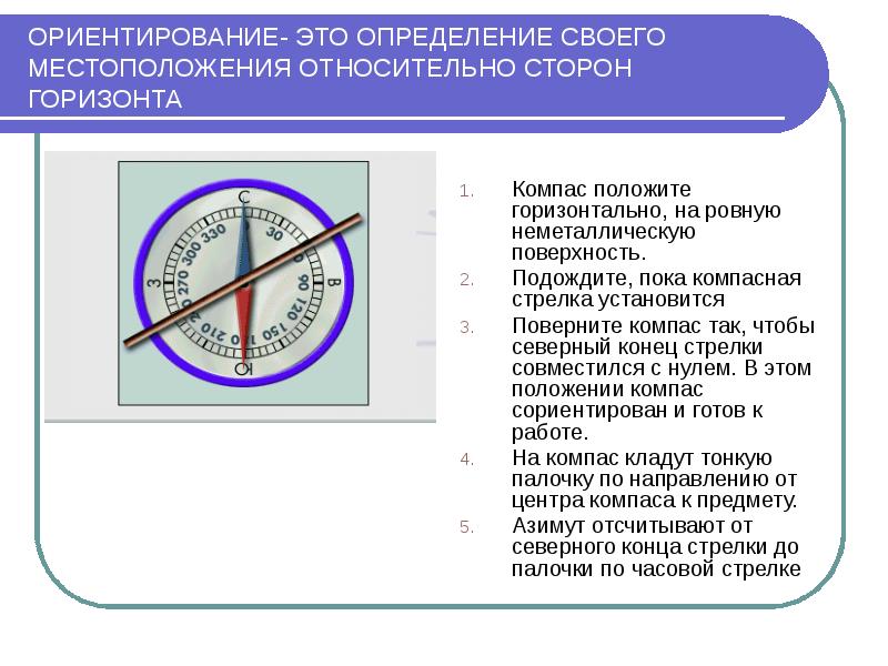 Определение своего местоположения относительно сторон горизонта