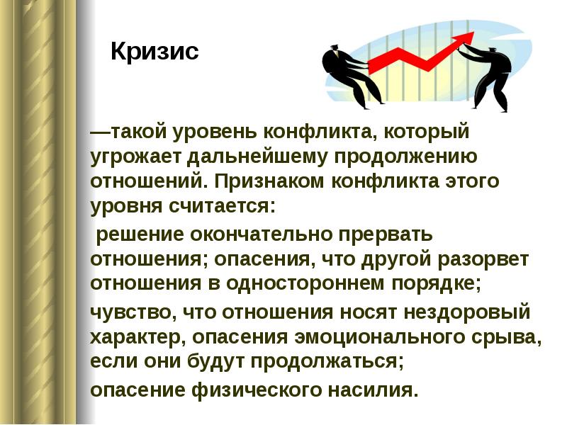 Кризис в искусстве 8. Уровни конфликта. признаки конфликта. признаки кризиса в отношениях. поддержка команды в кризис презентация.