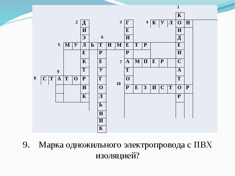 Водород кроссворд с ответами