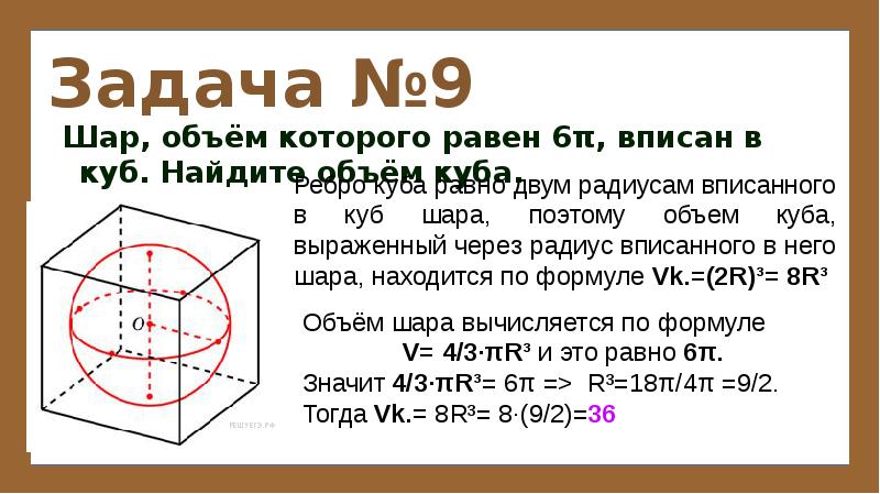 Шар объем которого равен вписан