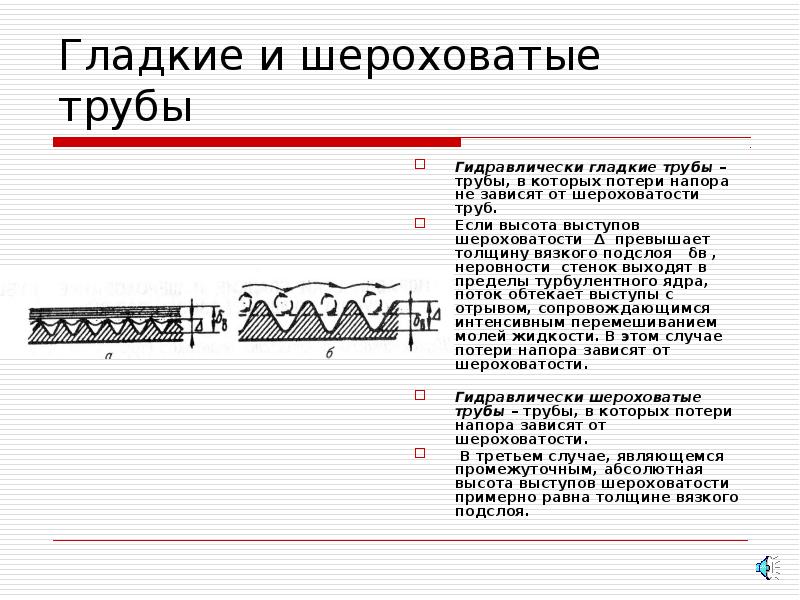 Шероховатость поверхности труб. Гидравлически гладкие и гидравлически шероховатые трубы. Гидравлически шероховатые трубы. Какие трубы называют «гидравлически гладкими»?. Трубы называются гидравлически гладкими, если ….