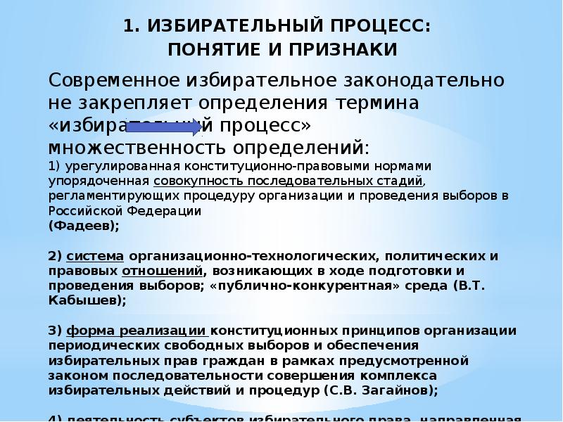 Сложный план избирательный процесс