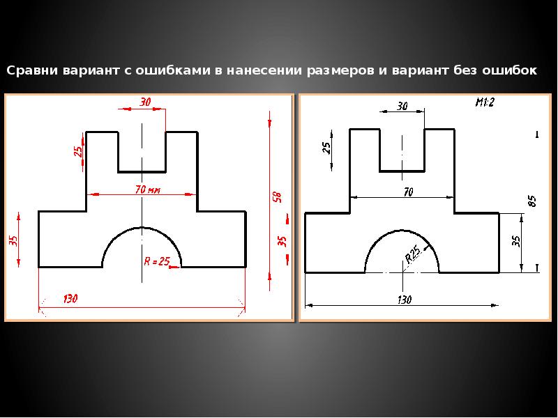 Нанести размеры на чертеж