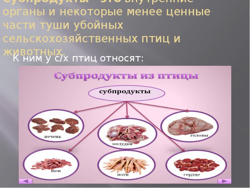 Какие субпродукты используются в кулинарных целях. Презентация на тему субпродукты. Субпродукты убойных животных.