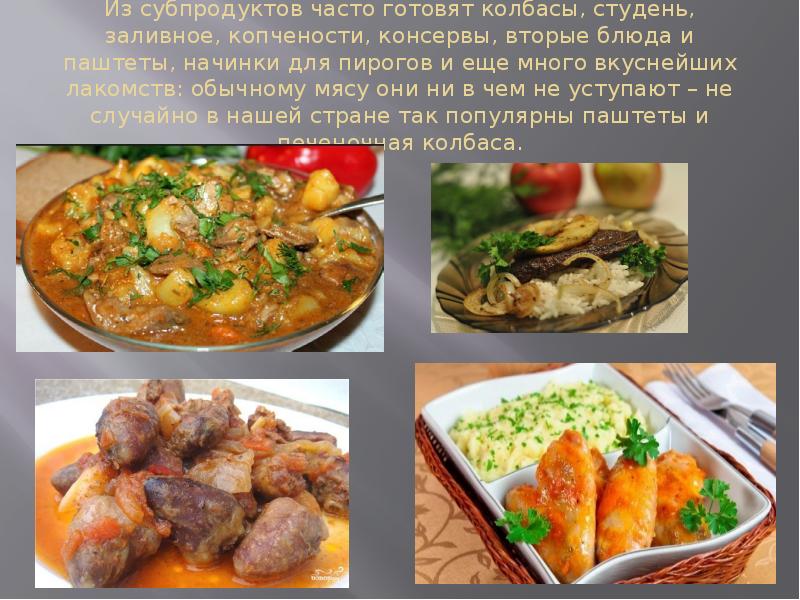 Перечень субпродуктов проекта