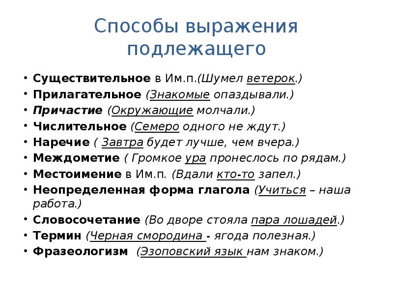 Подлежащее и сказуемое средства их выражения презентация 5 класс