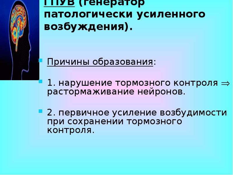 Схема механизмов формирования генератора патологически усиленного возбуждения