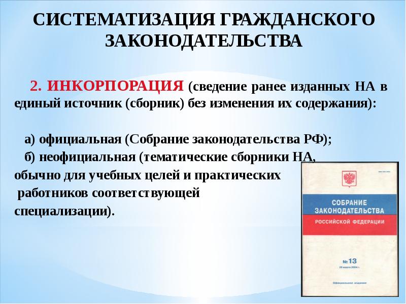 Проблемы систематизации и кодификации административного законодательства презентация