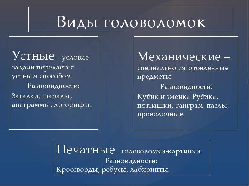 Презентация по головоломкам