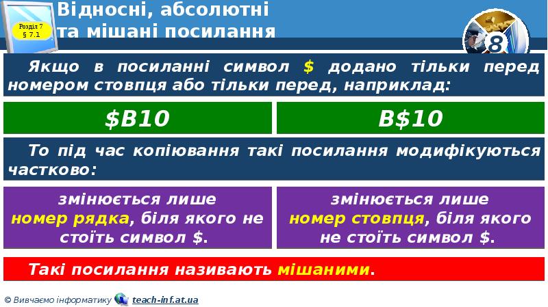 Відносні, абсолютні та мішані посилання Відносні, абсолютні та мішані посилання