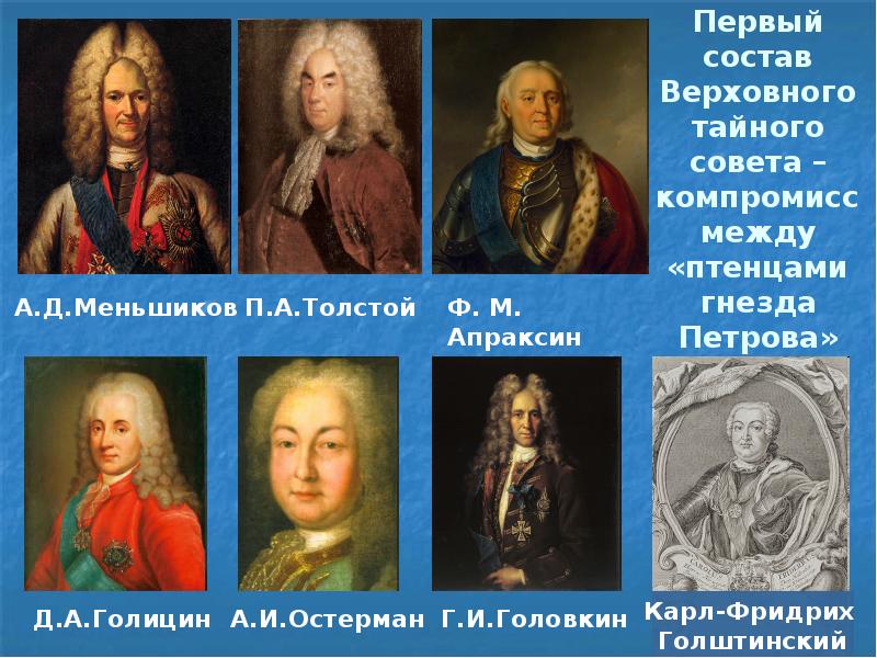 Первый состав Верховного тайного совета – компромисс между «птенцами гнезда Петрова»