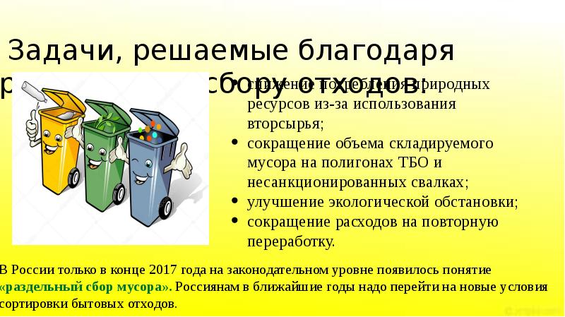 Цель проекта увеличить раздельный сбор мусора в городе на 25