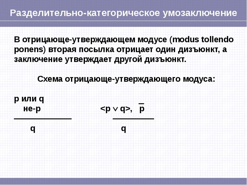 Схема условно категорического умозаключения