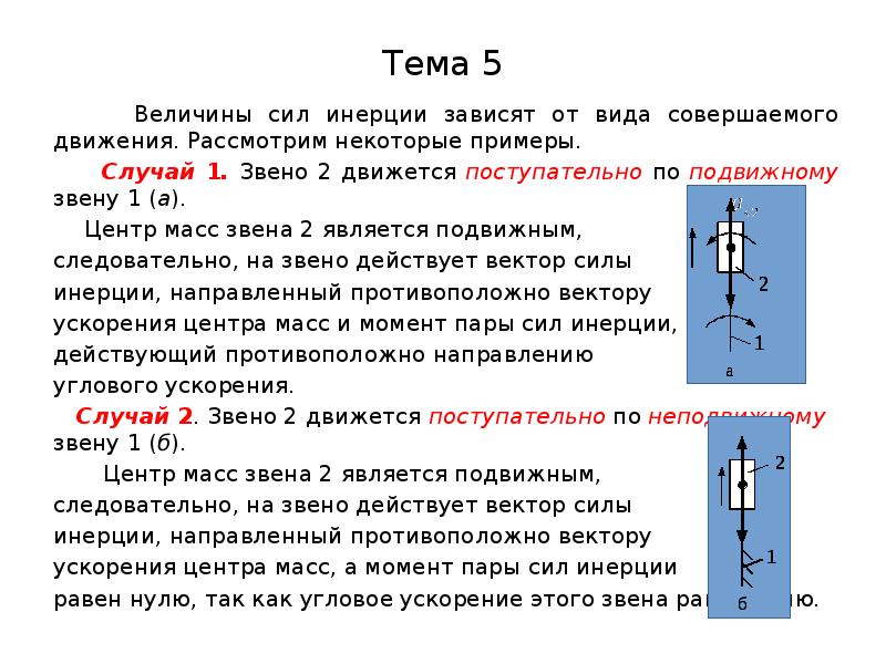 Сила инерции. Формула для определения силы инерции имеет вид. Как направлена инерционная сила. Сила инерции звена. Силы инерции примеры.