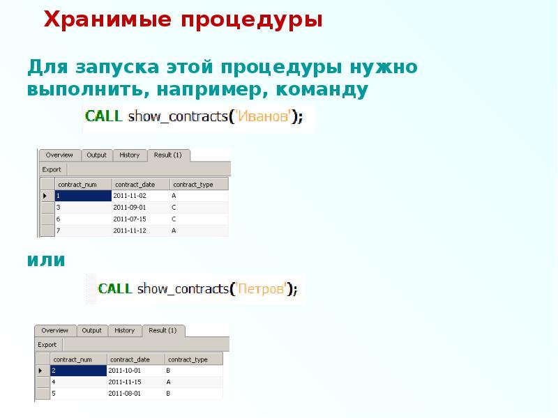 Хранимые процедуры