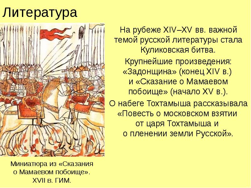 В каком веке была построена задонщина. Задонщина. Московская литература 14-15 ВВ.