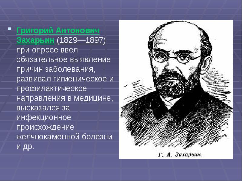 Григорий антонович захарьин биография и вклад в развитие терапии презентация