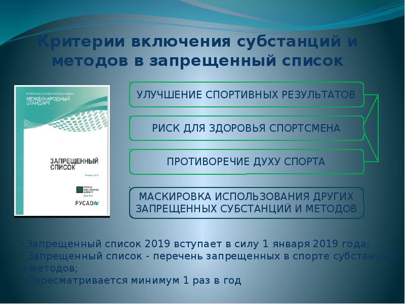 Категории запрещенных субстанций. Укажите критерии по каким субстанция попадает в запрещенный список. Перечень запрещенных субстанций и методов. Критерии запрещенных субстанций. Критерии включения субстанций и методов в запрещенный список.