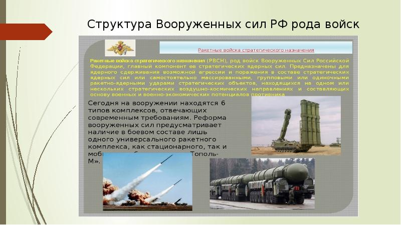 Структура Вооруженных сил РФ рода войск