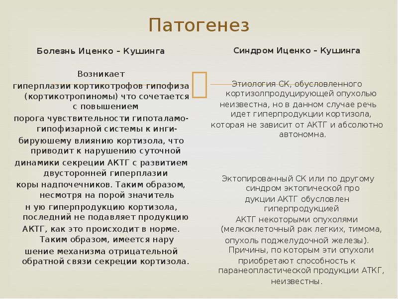 Схема этиологии и патогенеза болезни иценко кушинга