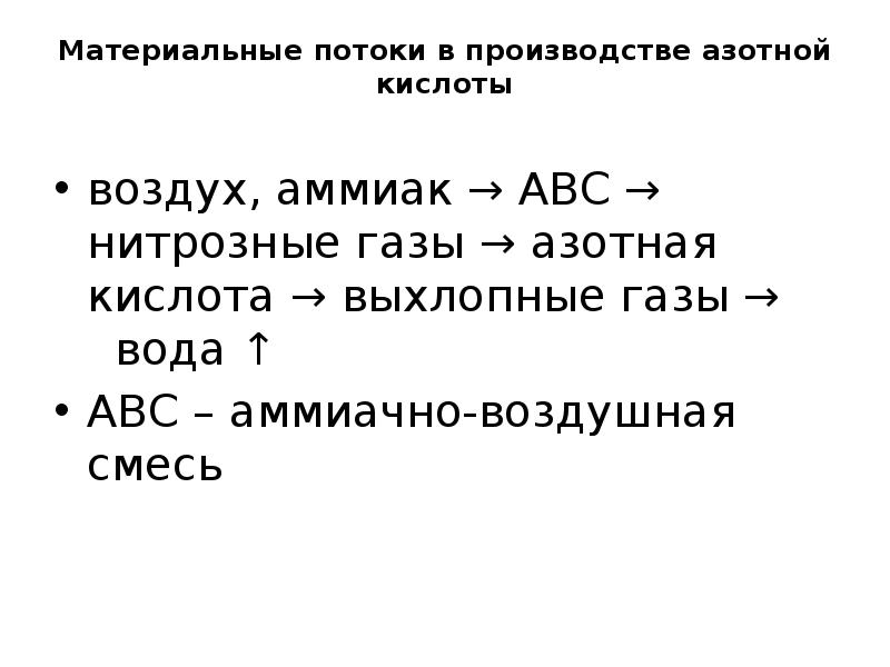 Кислота в воздухе. Аммиачно воздушная смесь. Материальный баланс азотной кислоты получения.