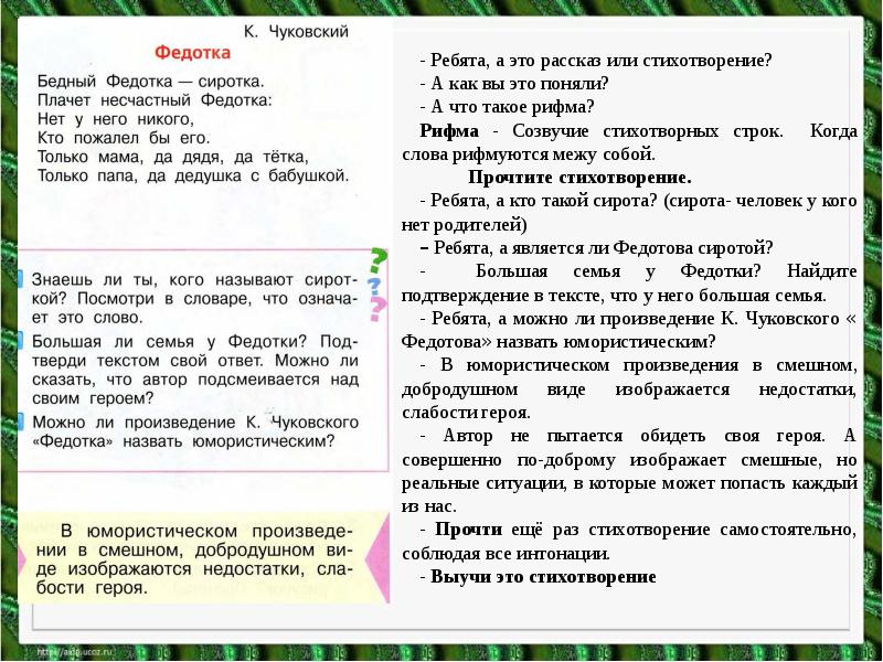 К чуковский федотка о дриз привет 1 класс презентация