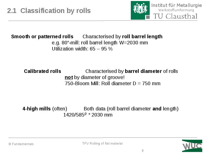 2.1 Classification of Rolling Mills