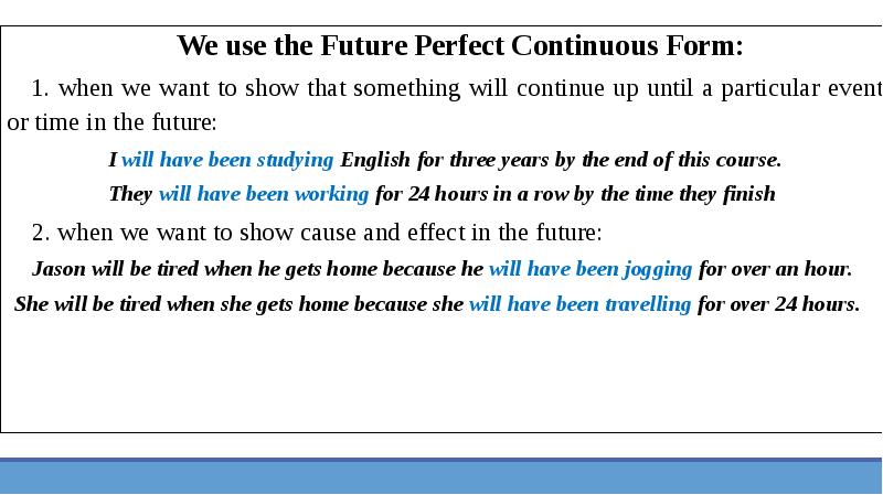 Предложения future perfect continuous. When we use Future Continuous.