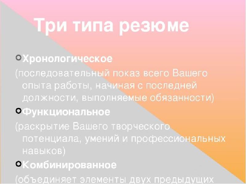 Презентация по резюме