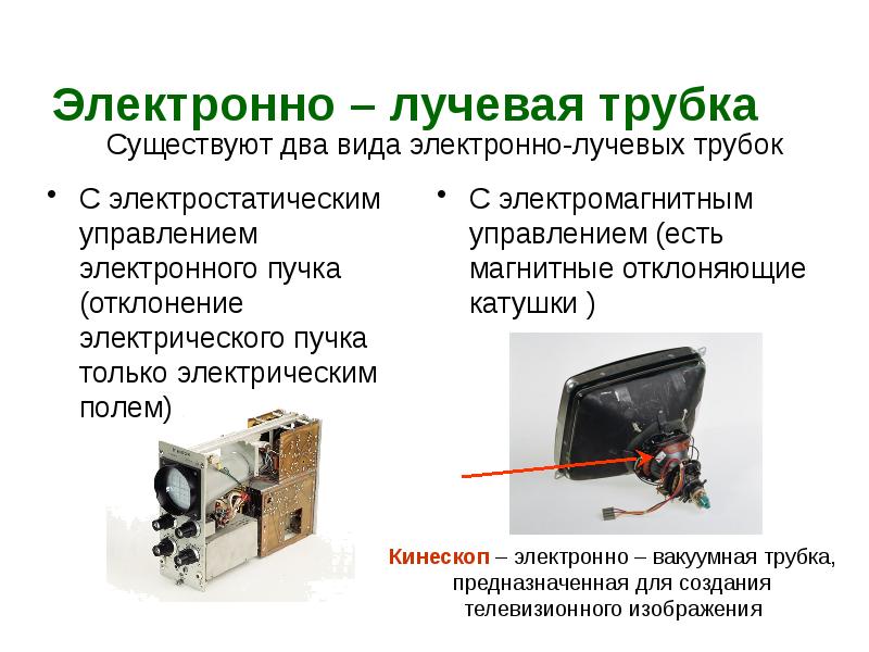 Использование электронно лучевых трубок. Электрический ток в вакууме электронно-лучевая трубка. Электронно лучевая трубка с электростатическим управлением. ЭЛТ С электростатическим управлением. ЭЛТ С магнитным управлением.