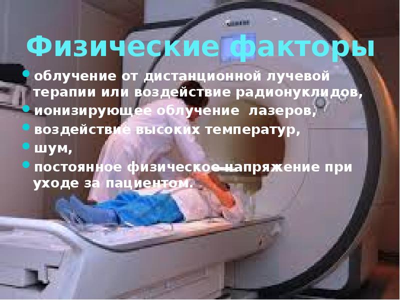 Физические факторы облучение от дистанционной лучевой терапии или воздействие радионуклидов, 