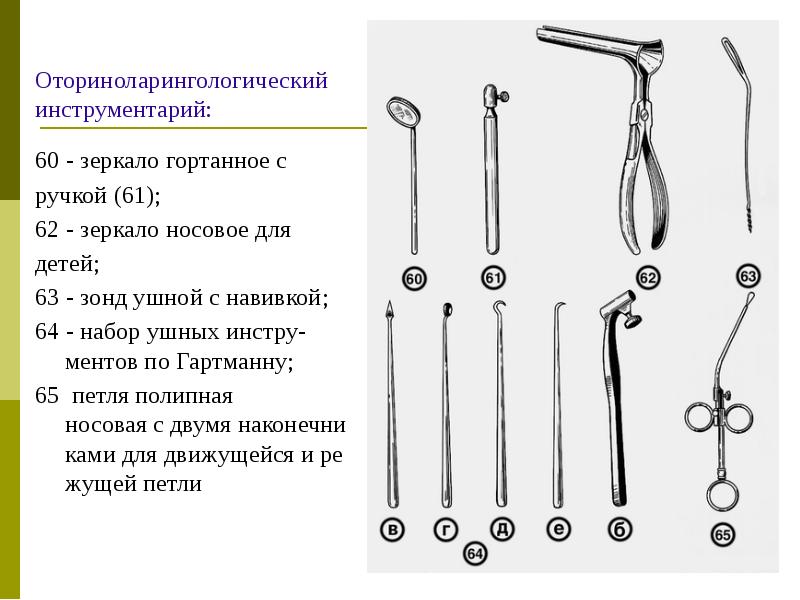 Отоларингологические инструменты названия и фото Новоуральский филиал Государственного бюджетного профессионального