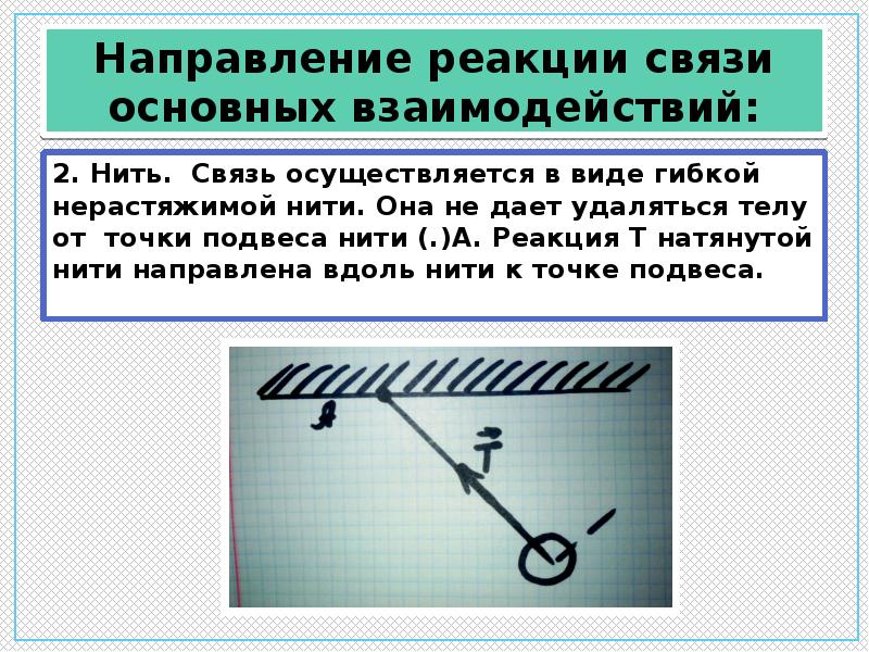 Нити связей. Гибкая связь направление реакции связи. Гибкая нить техническая механика. Направление реакций связей. Направление реакций гибких связей.