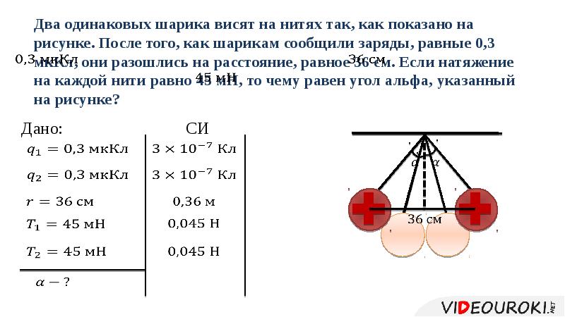 Два одинаковых шарика имеющих заряды