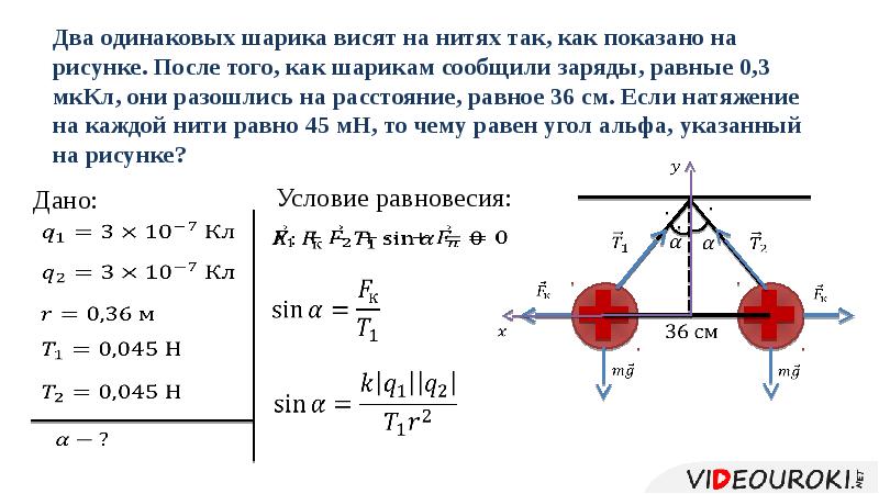 Шарики с зарядами соприкосновение