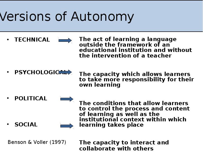Versions of Autonomy Versions of Autonomy