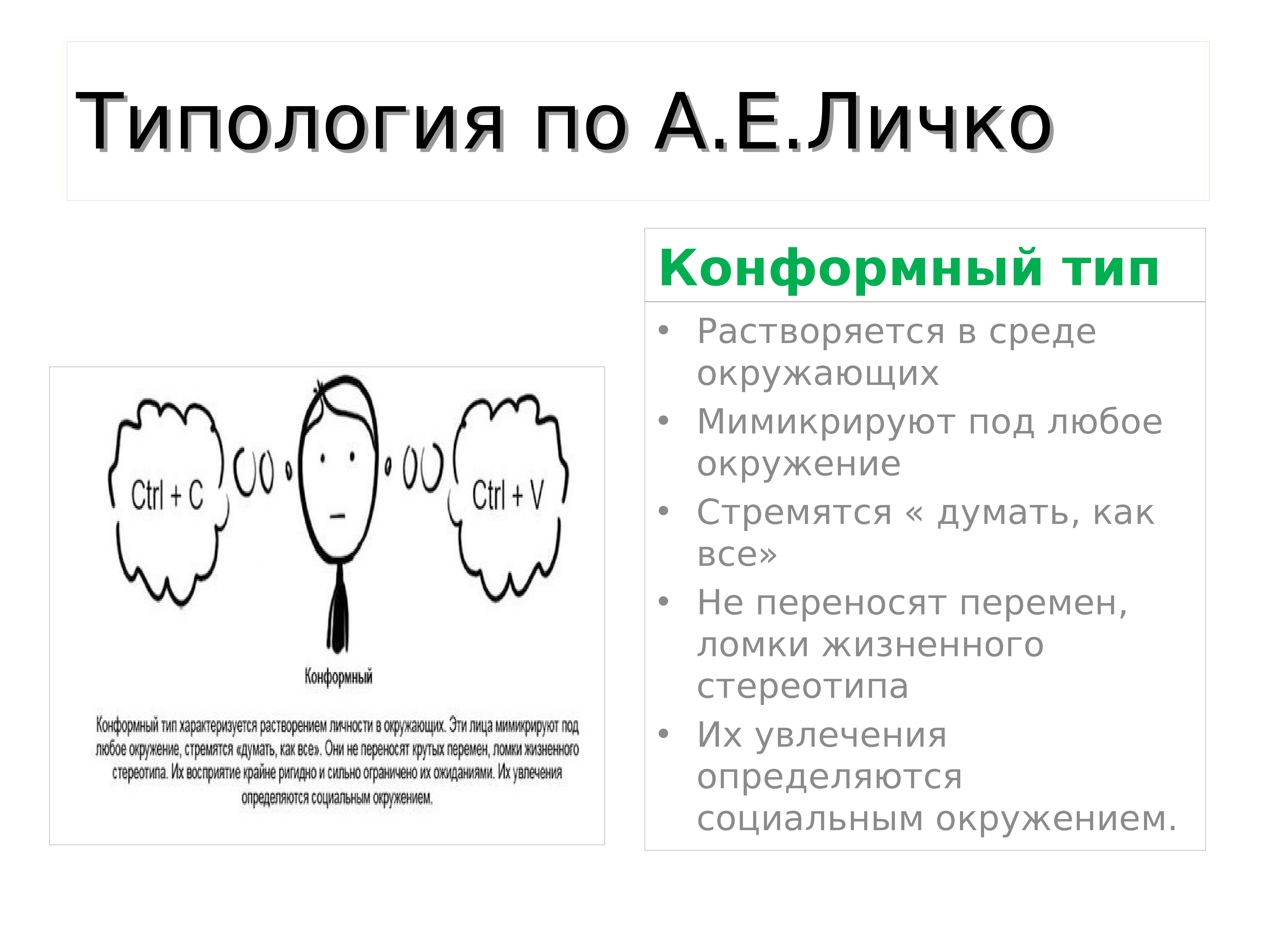 Типология пирса. Конформный Тип Личко. Конформный Тип акцентуации характера. Типология характера (э. Кречмер, а. е. Личко, к. Леонгард,. Типология по а е Личко.