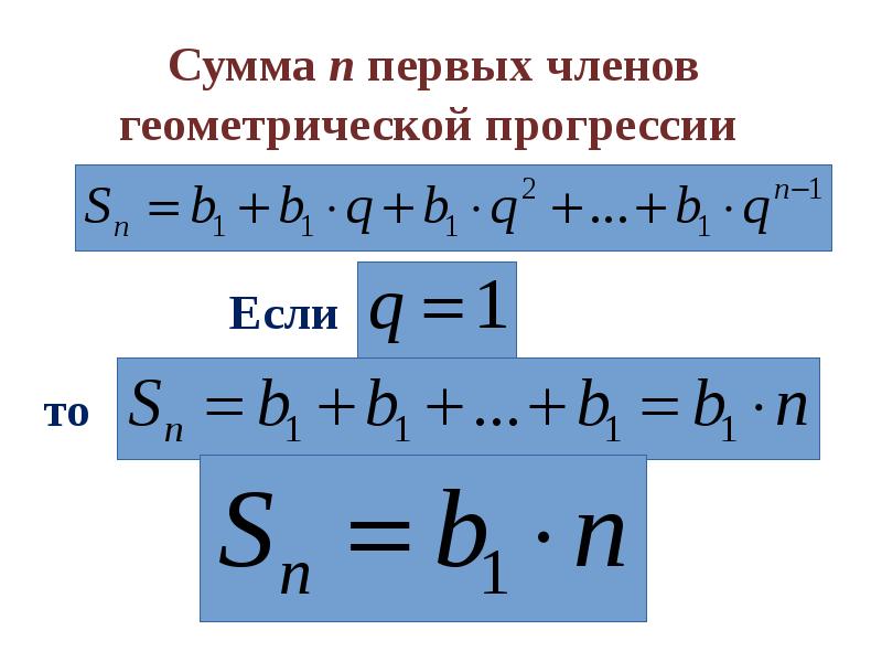 Сумма членов убывающей геометрической