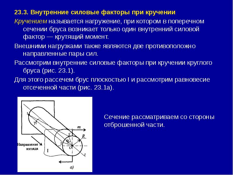 23.3. Внутренние силовые факторы при кручении 23.3. Внутренние силовые факторы при
