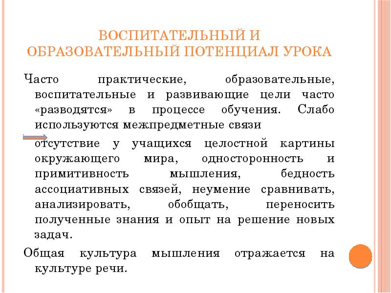 Карта анализа воспитательного потенциала урока