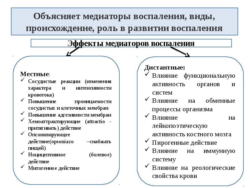 Медиаторы воспаления вызывают схема