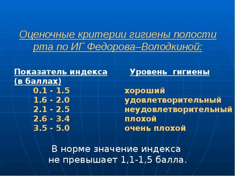 Индексы гигиены полости рта в стоматологии презентация