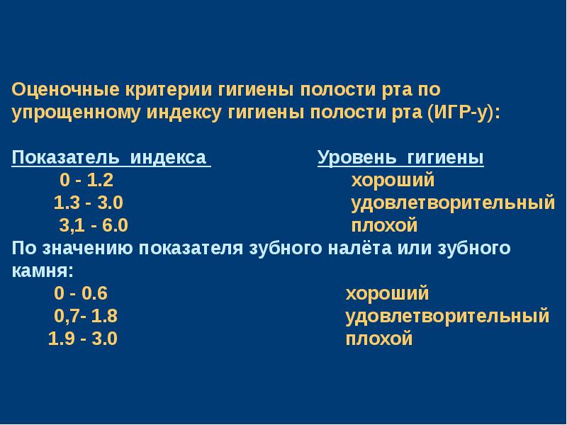 Индексы гигиены полости рта в стоматологии презентация