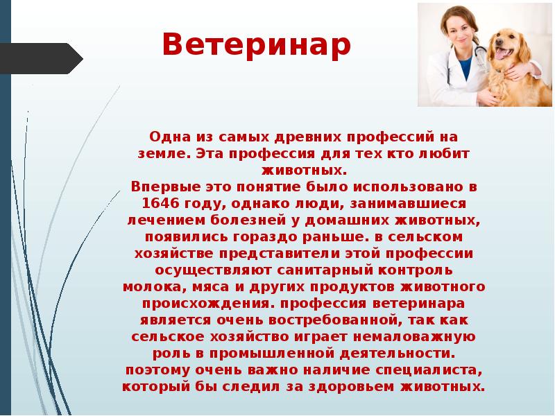 Презентация ветеринар 2 класс