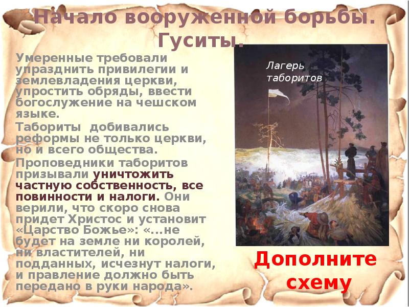 Почему умеренные одержали верх над таборитами. Почему умеренные одержали верх над таборитами