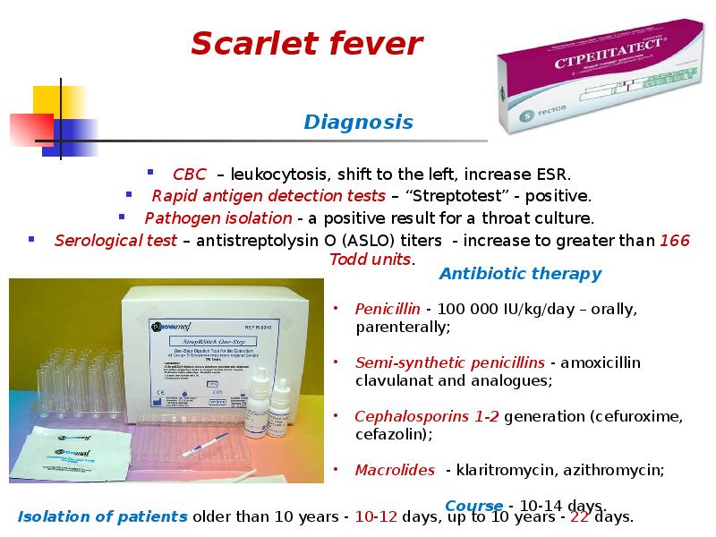 Scarlet fever
Diagnosis
CBC – leukocytosis, shift to the left, Scarlet fever
Diagnosis
CBC – leukocytosis, shift to the left,