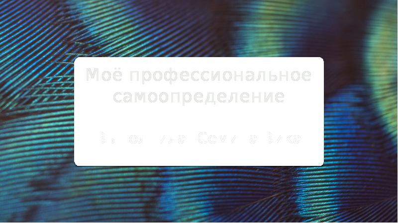 Мое профессиональное самоопределение проект 8 класс