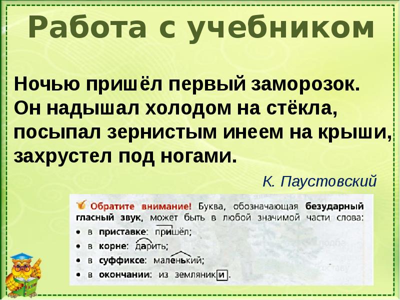 В каких значимых частях слова есть орфограммы 3 класс школа россии презентация