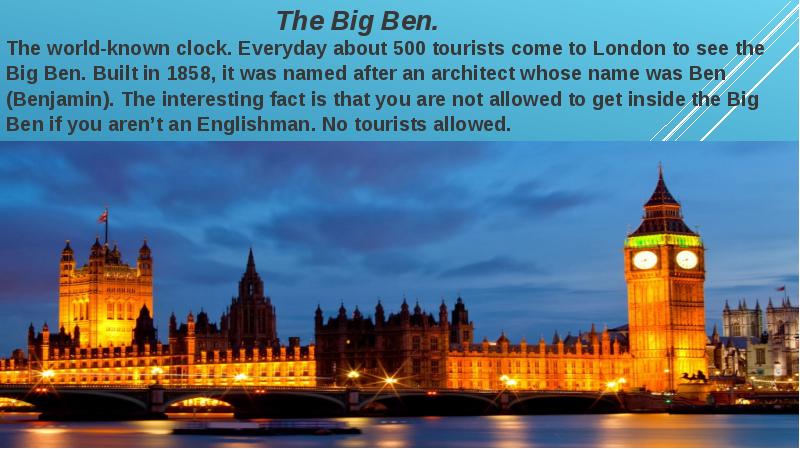 Its places of interest. The Houses of Parliament presentation. Trip to London. Welcome to London. Welcome to London - online presentation..