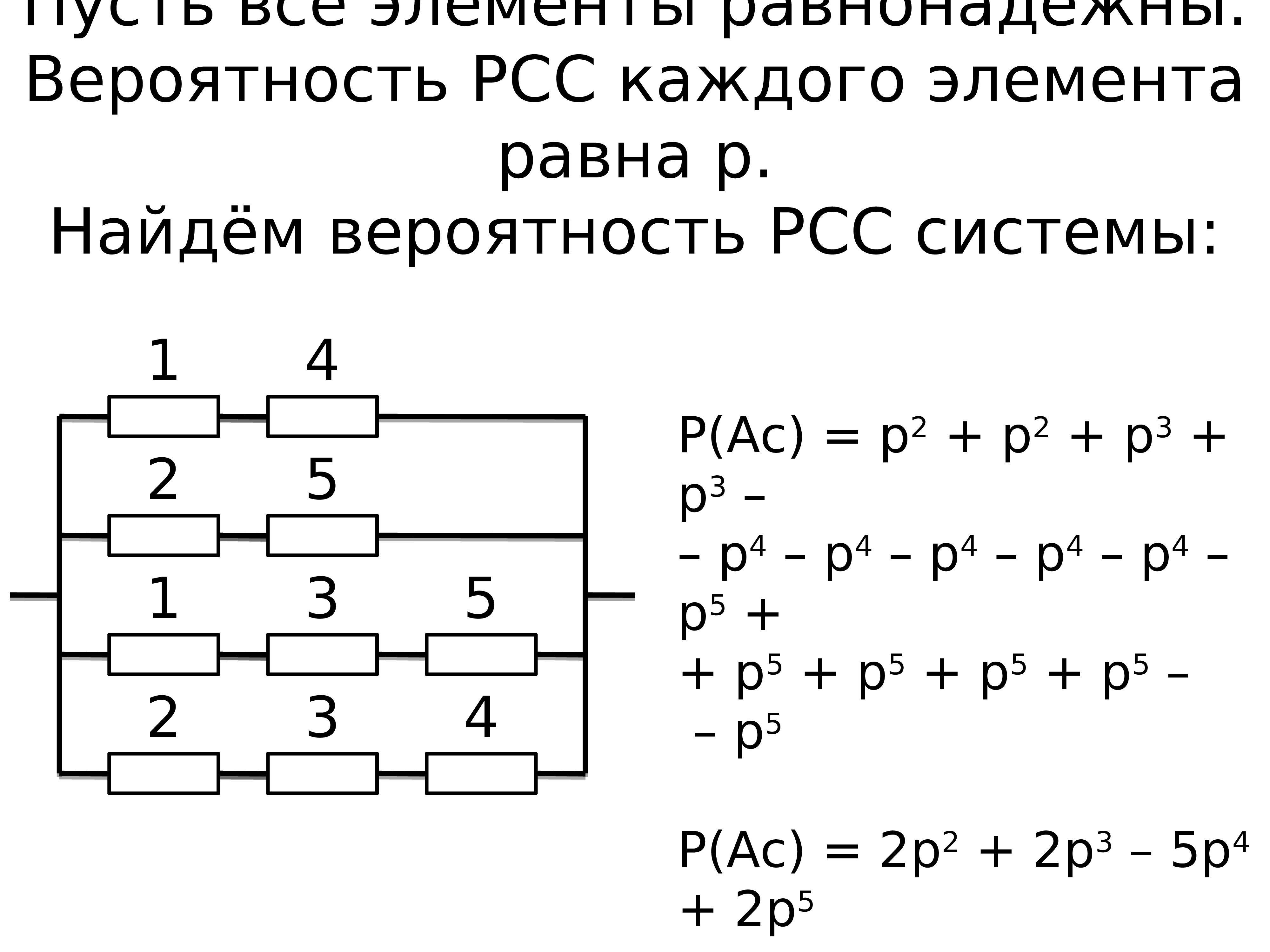 Определить надежность схемы если pi надежность i го элемента